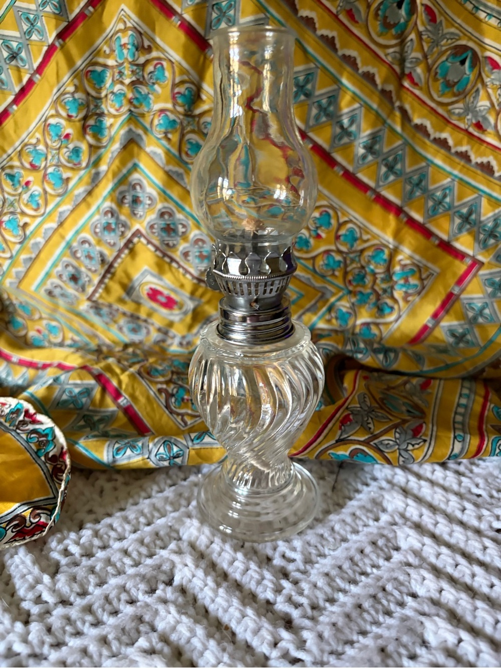 Clear Glass Swirl Oil Lamp - Unbranded